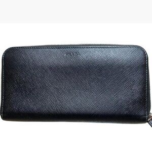 Prada Saffiano Leather Zip Around Long Wallet Vintage  EUC  Looks Brand New